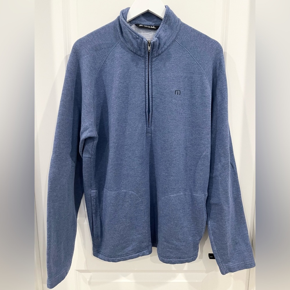 Travis Mathew 1/2 Zip Pullover Shirt Mens Medium Long Sleeve Sweater Blue M